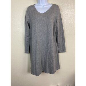 Pure J. Jill Womens Gray Long Sleeve V-Neck Tunic Dress sz Medium Petite capsule